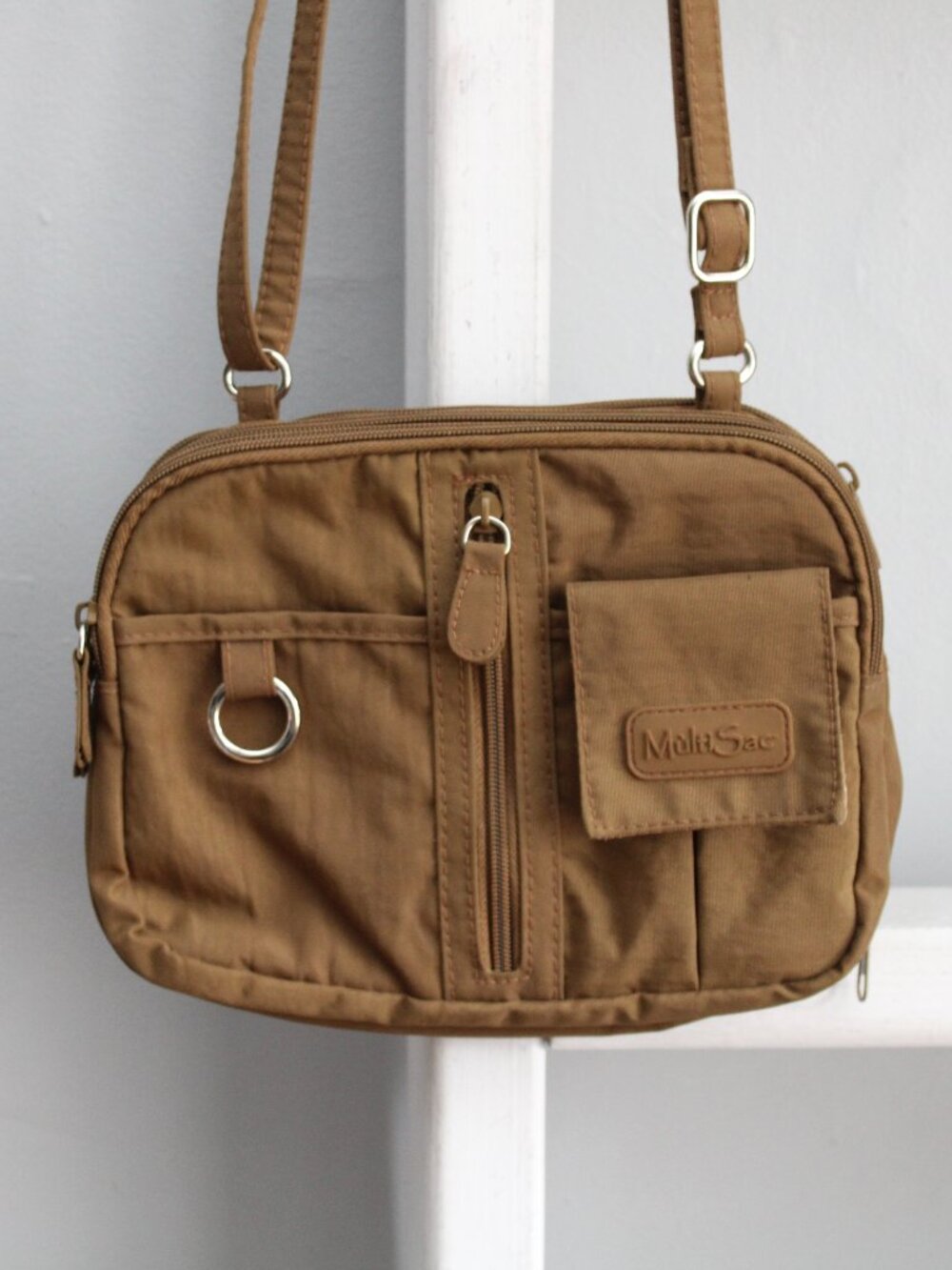 MultiSac Vintage Y2K Brown Nylon Utility Gorpcore Crossbody Bag Purse - Picture 3 of 7